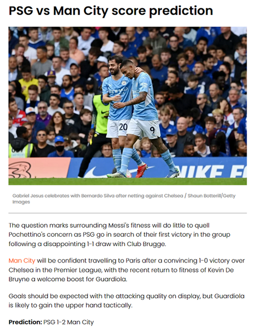 Dự đoán PSG vs Man City (2h 29/9) bởi chuyên gia Craig Vickers - Ảnh 1