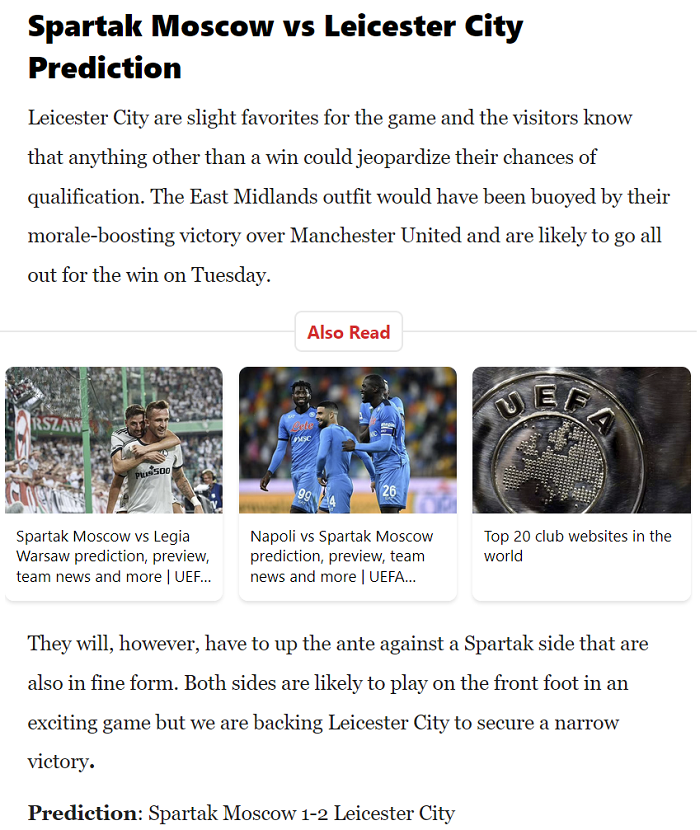 Dự đoán Spartak vs Leicester (21h30 20/10) bởi chuyên gia Ume Elvis - Ảnh 1