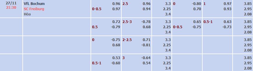 Tỷ lệ kèo nhà cái Bochum vs Freiburg, 21h30 ngày 27/11 - Ảnh 2