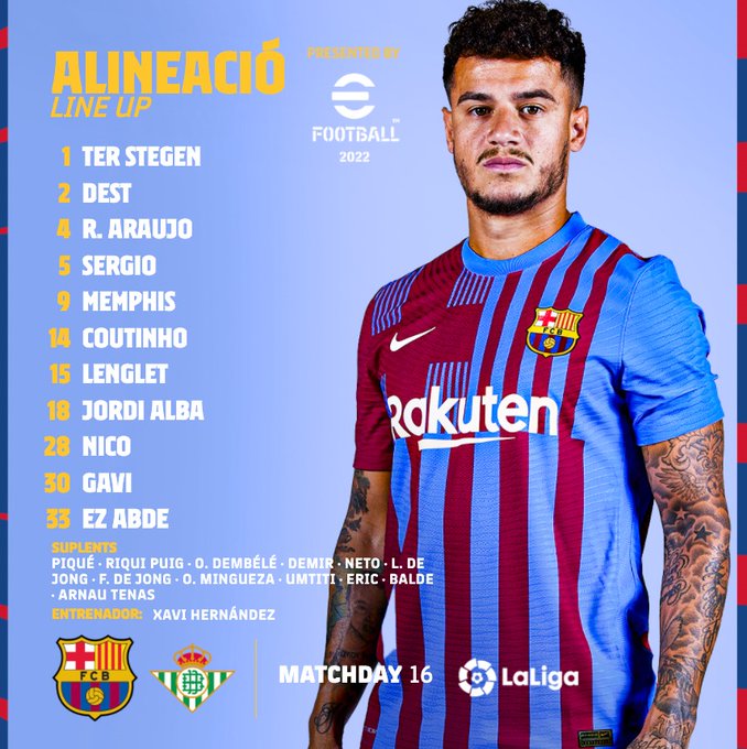 Đội hình ra sân chính thức Barca vs Betis, 22h15 ngày 4/12 (cập nhật) - Ảnh 1