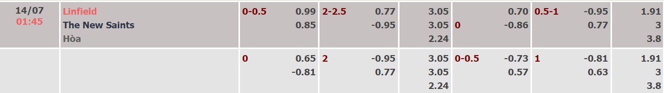 Soi kèo tài xỉu Linfield vs The New Saints, 01h45 ngày 14/07 - Ảnh 1