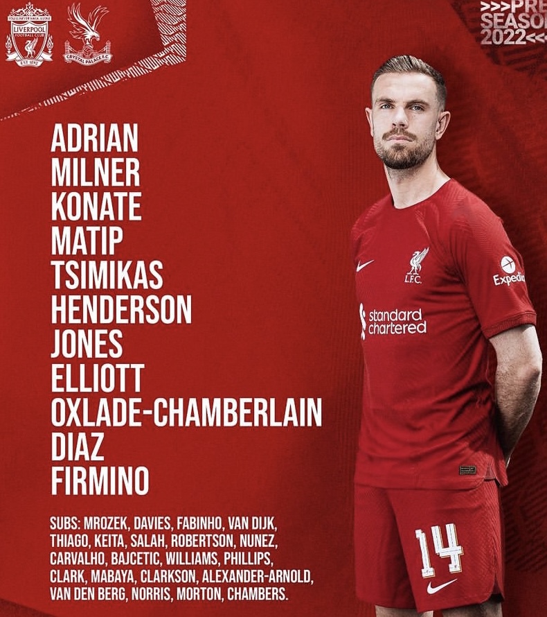Đội hình ra sân chính thức Liverpool vs Crystal Palace, 19h35 ngày 15/7 (cập nhật) - Ảnh 1