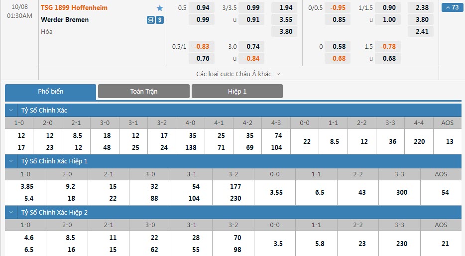 Soi bảng dự đoán tỷ số chính xác Hoffenheim vs Bremen, 1h30 ngày 8/10 - Ảnh 1