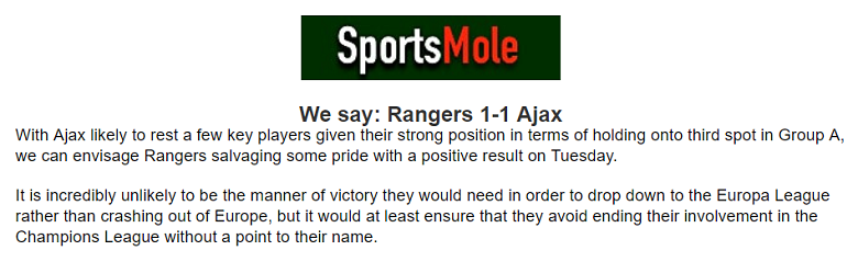 Brett Curtis dự đoán Rangers vs Ajax, 3h ngày 2/11 - Ảnh 1