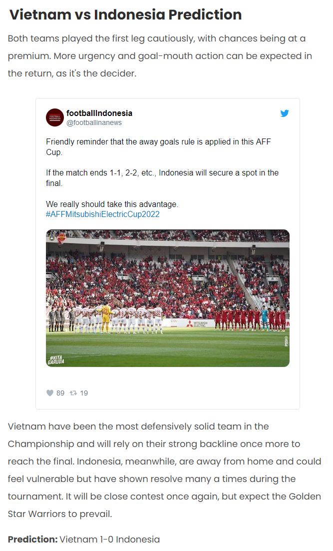 Sachin Bhat dự đoán Việt Nam vs Indonesia, 19h30 ngày 9/1 - Ảnh 1