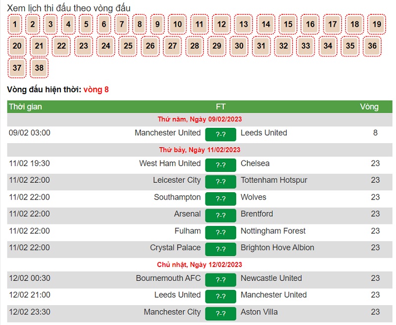 Xem lịch thi đấu Ngoại hạng Anh nhanh ch&oacute;ng v&agrave; ch&iacute;nh x&aacute;c nhất tại Bongdanet.online