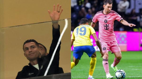 Ronaldo kho&aacute;i ch&iacute; khi đồng đội 'chơi tennis' trước đội của Messi - Ảnh 1