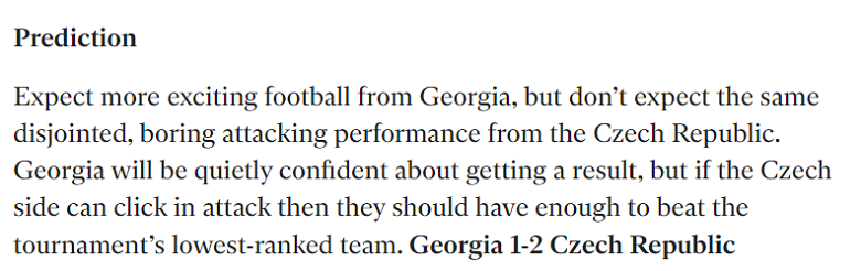 Chuy&ecirc;n gia dự đo&aacute;n Georgia vs CH S&eacute;c, 20h00 ng&agrave;y 22/6 - Ảnh 2