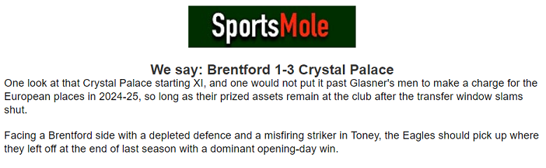 Chuy&ecirc;n gia dự đo&aacute;n Brentford vs Crystal Palace, 20h00 ng&agrave;y 18/8 - Ảnh 1