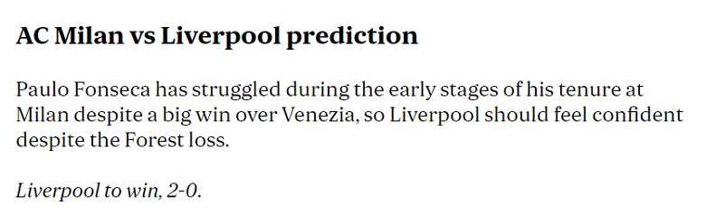 Chuy&ecirc;n gia dự đo&aacute;n AC Milan vs Liverpool, 02h00 ng&agrave;y 18/9 - Ảnh 1