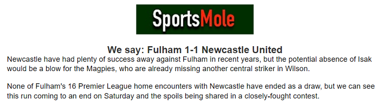 Chuy&ecirc;n gia dự đo&aacute;n Fulham vs Newcastle, 21h00 ng&agrave;y 21/9 - Ảnh 1