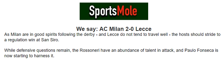Chuy&ecirc;n gia dự đo&aacute;n AC Milan vs Lecce, 01h45 ng&agrave;y 28/9 - Ảnh 1