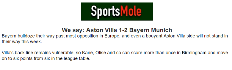 Chuy&ecirc;n gia dự đo&aacute;n Aston Villa vs Bayern Munich, 02h00 ng&agrave;y 3/10 - Ảnh 1