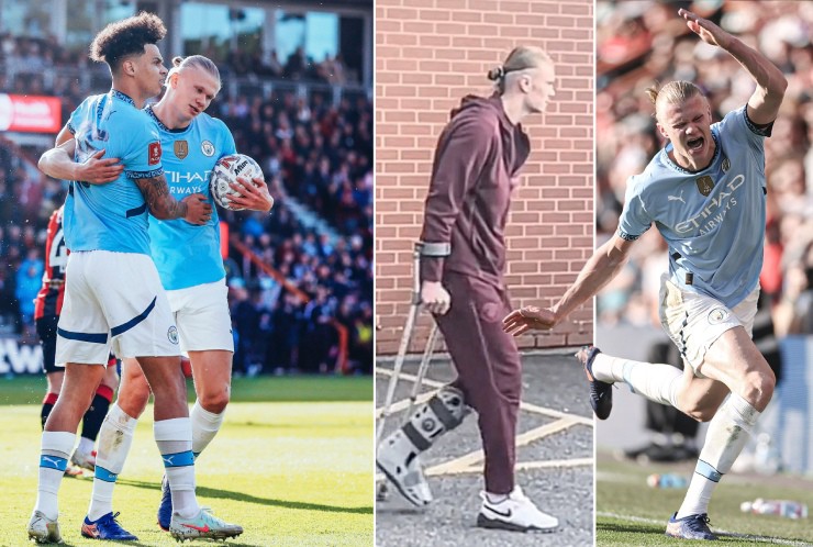 Haaland chống nạng rời s&acirc;n, c&oacute; nguy cơ lỡ trận gặp MU - Ảnh 1