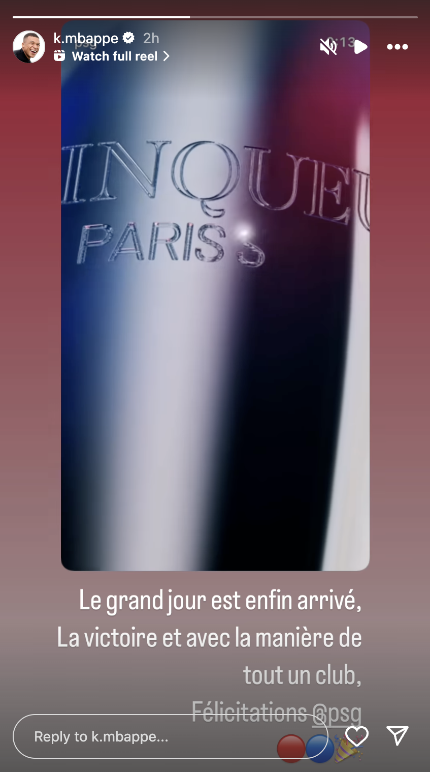 Mbappe ch&uacute;c mừng PSG sau khi gi&agrave;nh chức v&ocirc; địch c&uacute;p C1 - Ảnh 1