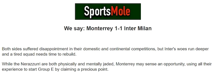 Chuy&ecirc;n gia Tony Ansell dự đo&aacute;n Monterrey vs Inter Milan, 8h00 ng&agrave;y 18/6 - Ảnh 1