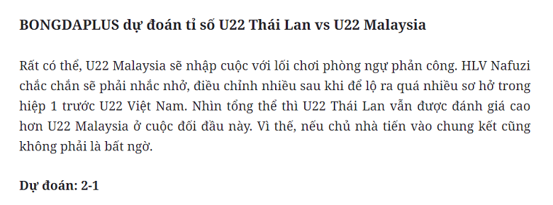 Chuy&ecirc;n gia dự đo&aacute;n U22 Th&aacute;i Lan vs U22 Malaysia, 20h00 ng&agrave;y 15/12 - Ảnh 1
