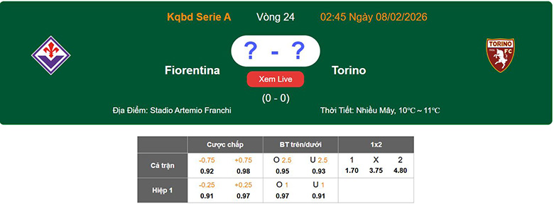 Nhận định, soi kèo Fiorentina vs Torino, 2h45 ngày 8/2: Trở lại - Ảnh 1