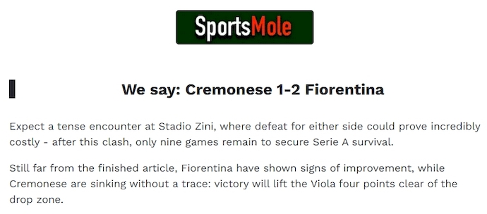 Chuy&ecirc;n gia Tony Ansell dự đo&aacute;n Cremonese vs Fiorentina, 2h45 ng&agrave;y 17/3 - Ảnh 2