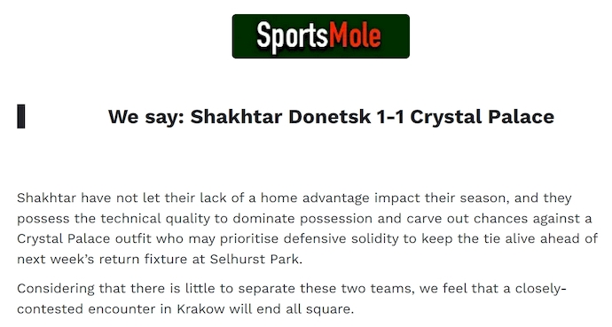 Chuy&ecirc;n gia Tony Ansell dự đo&aacute;n Shakhtar Donetsk vs Crystal Palace, 2h00 ng&agrave;y 1/5 - Ảnh 1