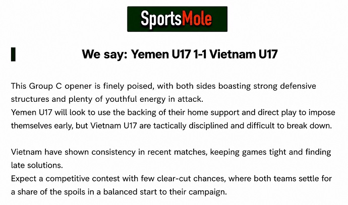 Chuy&ecirc;n gia Tony Ansell dự đo&aacute;n U17 Yemen vs U17 Việt Nam, 0h00 ng&agrave;y 7/5 - Ảnh 2