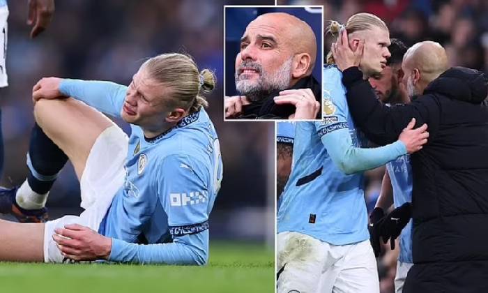 HLV Pep Guardiola l&ecirc;n tiếng khi Haaland d&iacute;nh chấn thương