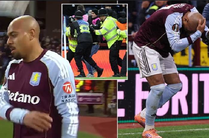 Donyell Malen bị ném cốc trúng đầu khi Aston Villa chiến thắng ở cúp C2