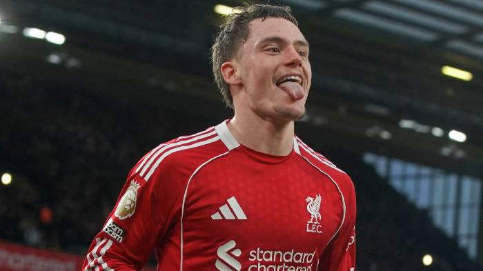 Phản ứng của Florian Wirtz khi ghi bàn đầu tiên cho Liverpool