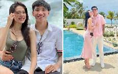 Văn Hậu v&agrave; Hải My sang Singapore sau đ&aacute;m cưới