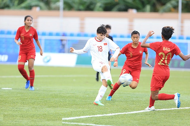 Nữ Việt Nam 6-0 Nữ Indonesia: Thắng dễ Indonesia, Việt Nam gi&agrave;nh v&eacute; v&agrave;o b&aacute;n kết