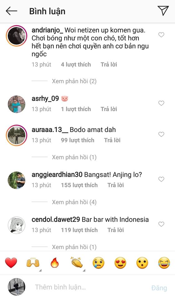 CĐV Indonesia &lsquo;khủng bố&rsquo; trang c&aacute; nh&acirc;n của Văn Hậu sau trận chung kết SEA Games 30