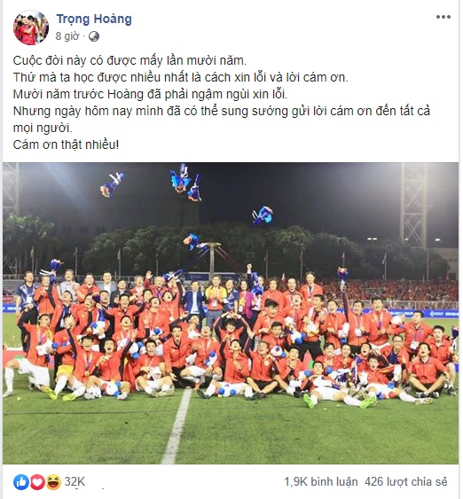 Trọng Hoàng xúc động sau 10 năm mới vô địch SEA Games&nbsp;