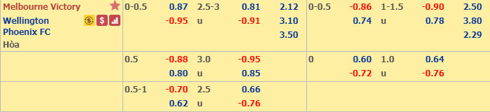 Phân tích tỷ lệ Melbourne Victory vs Wellington Phoenix, 13h ngày 14/12