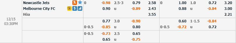 Ph&acirc;n t&iacute;ch tỷ lệ Newcastle Jets vs Melbourne City, 14h30 ng&agrave;y 15/12