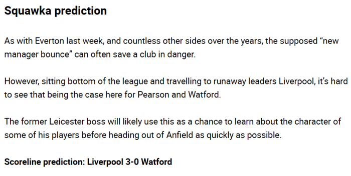 Dự đoán Liverpool vs Watford (19h30 14/12) bởi Squawka