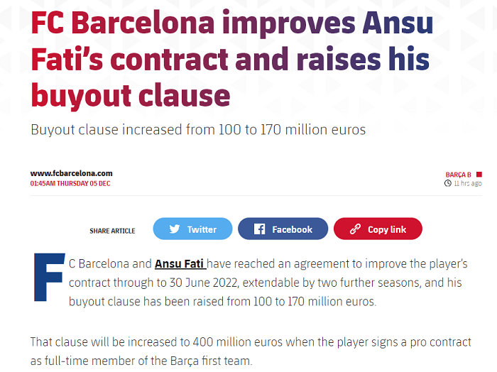 Barcelona chính thức ‘trói chân’ thành công Ansu Fati