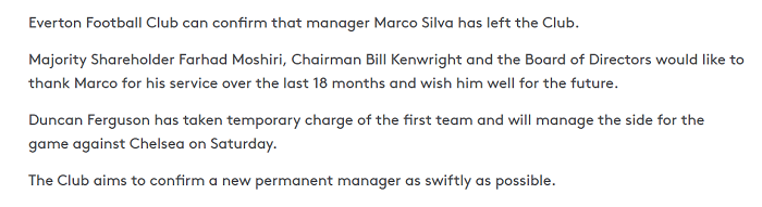 Everton ‘trảm’ Marco Silva ngay trước vòng 16 Ngoại hạng Anh