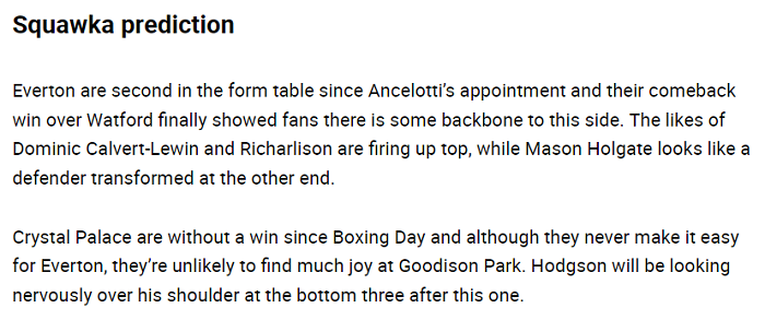 Dự đoán Everton vs Crystal Palace (19h30 8/2) bởi chuyên gia Chris Smith