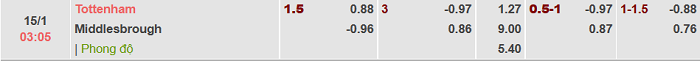 Tỷ lệ bóng đá hôm nay 14/1: Tottenham vs Middlesbrough