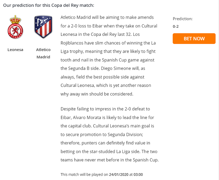 Cultural Leonesa vs Atletico Madrid (3h 24/1): Khách lấn chủ?