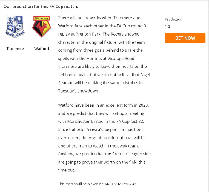 Tranmere Rovers vs Watford (2h45 24/1): Thời thế thay đổi