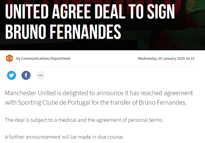 MU xác nhận chiêu mộ thành công Bruno Fernandes